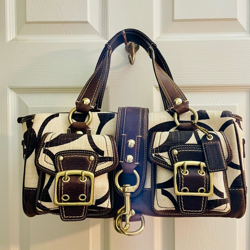 Brown and Cream Coach Handbag